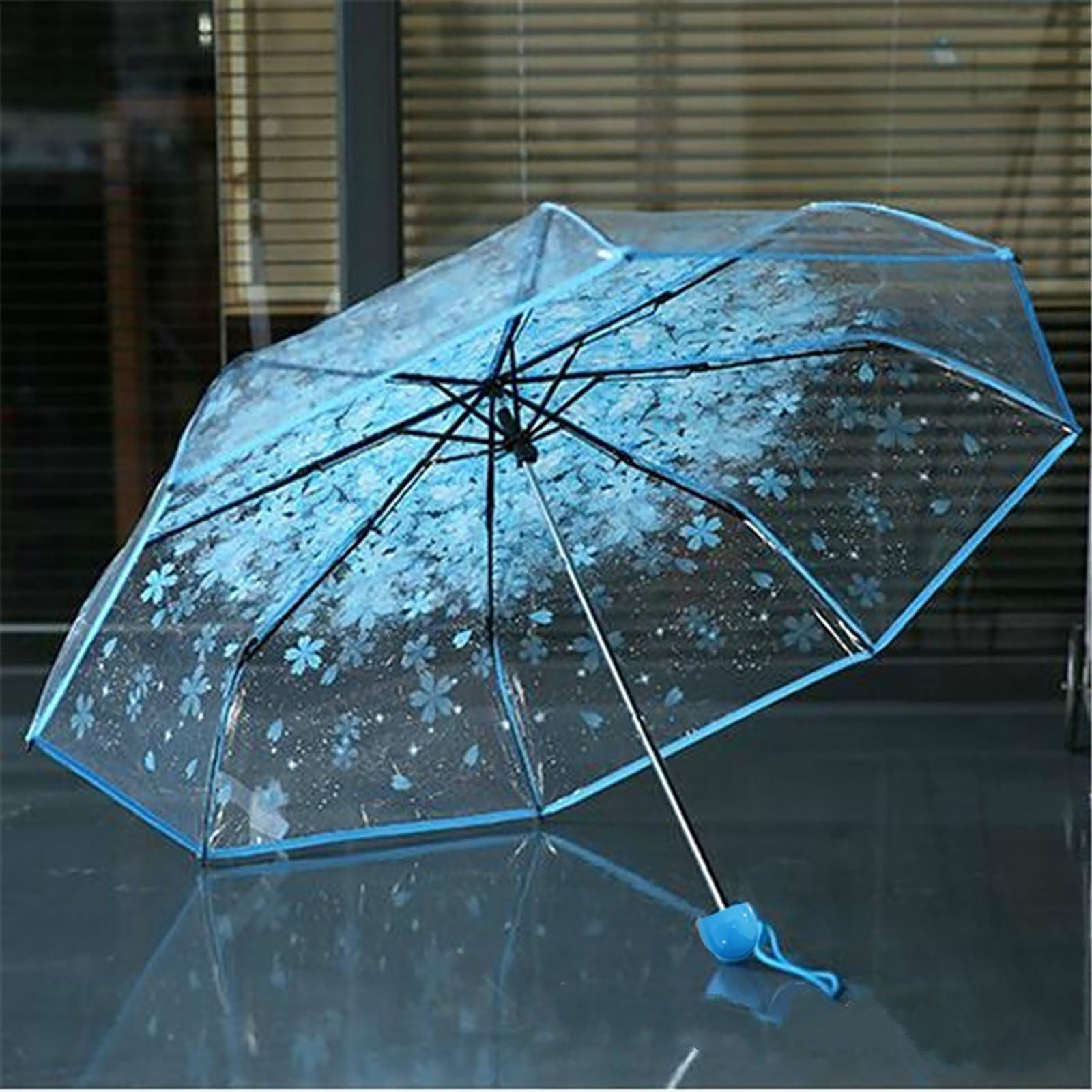 Women'S Fashion Umbrella - Ombrello Pieghevole Trasparente Sakura con Stampa
