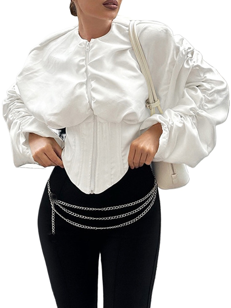 Corset Top Boned - Top Corto Retrò con Maniche a