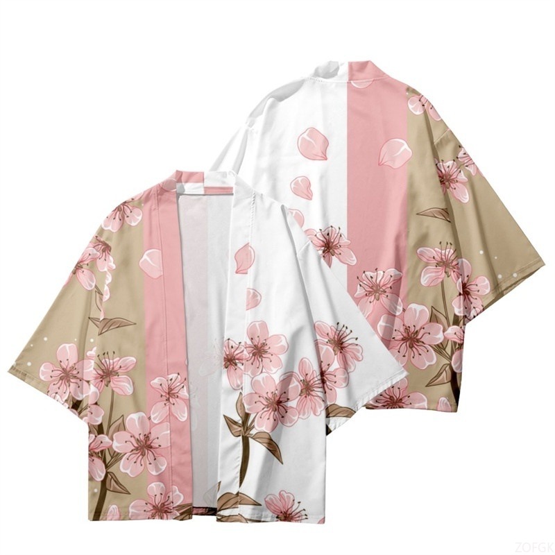 Kimono Cardigan Women - Estate Donna Stampa floreale Kimono Uomo
