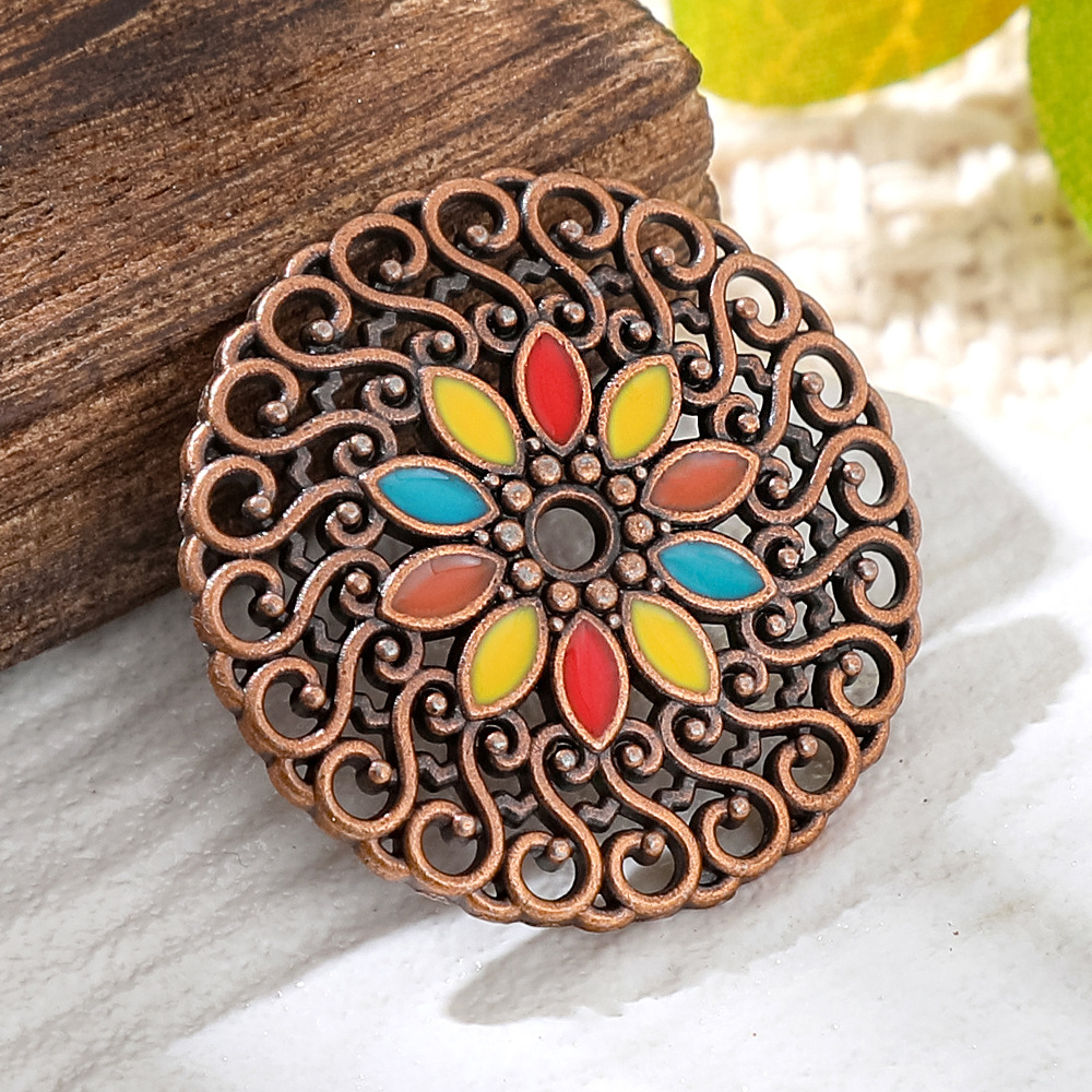 Women'S Fashion Earrings - Ciondoli Rotondi Vintage in Rame Bronzato