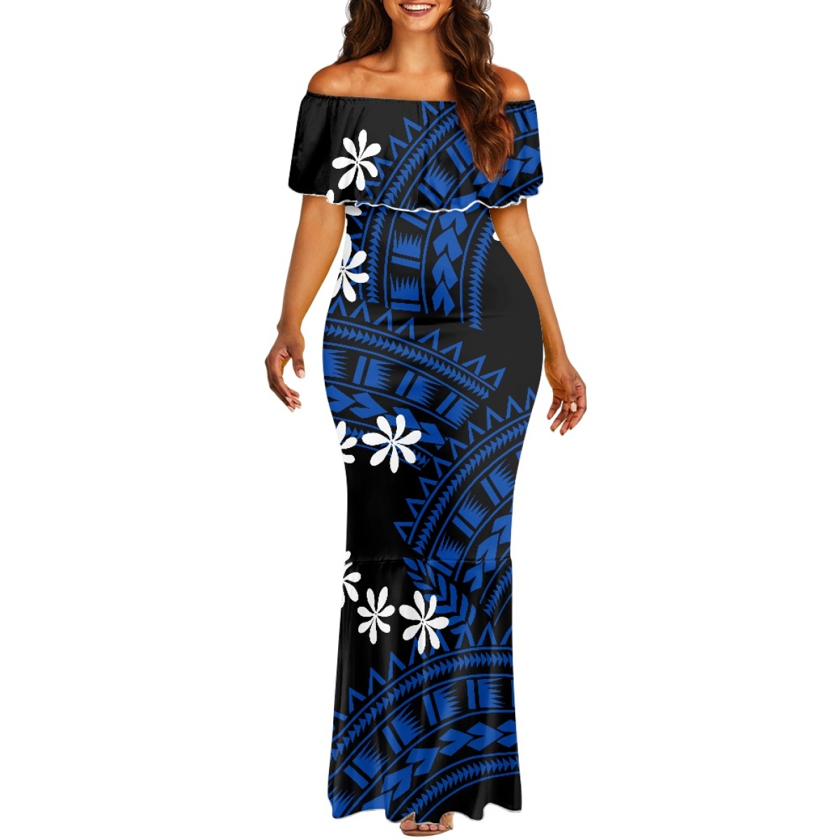 Bodycon Dress Women - Abito da Festa con Arte Polinesiana,